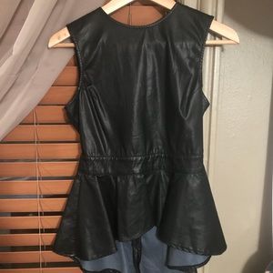 Faux Leather Peplum Top